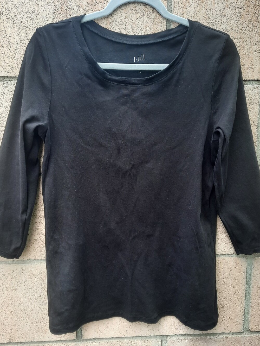 J-Jill Women's Ballet-Sleeve Round Neck Tee Shirt 100% Pima Cotton Size M Black